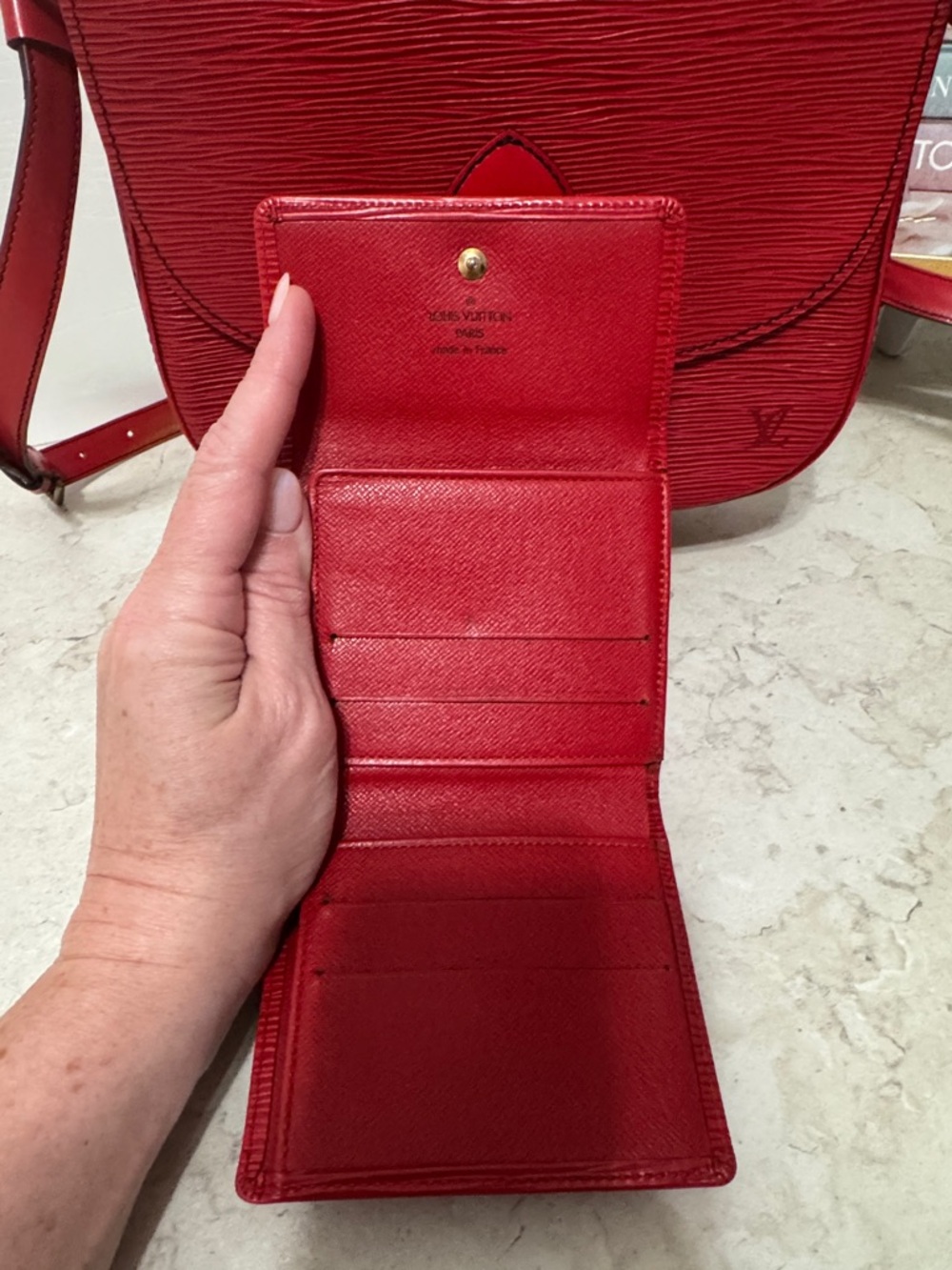 Louis Vuitton Red Epi Leather St Cloud Crossbody with Matching Wallet SET - Picture 12 of 13